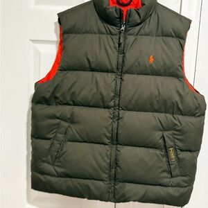 Ralph Lauren Olive and orange reversible Puffer Vest boys size XL